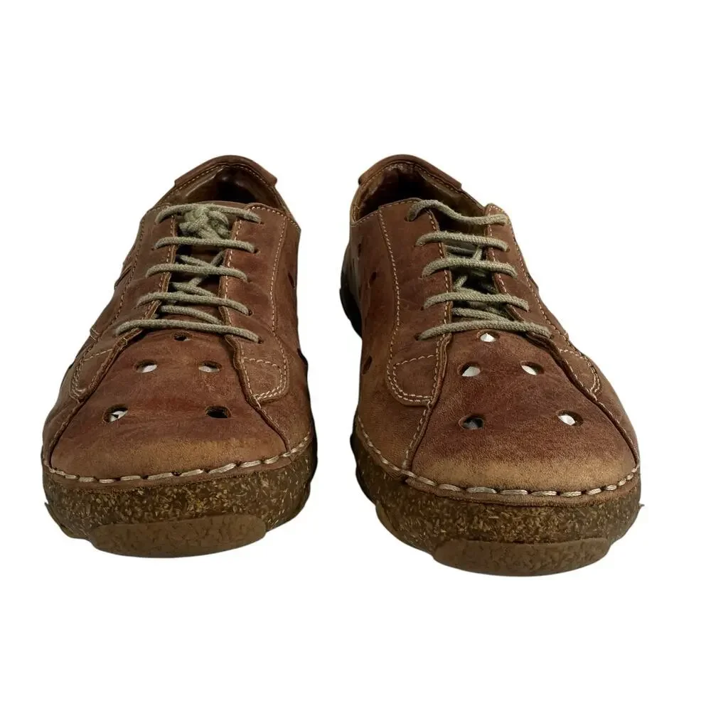 Josef Seibel Spirit of Nature Brown Leather Lace Up Comfort Shoe EU 37 US‎ 6-6.5